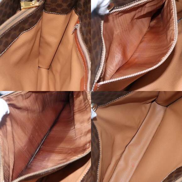 CELINE Macadam Canvas Shoulder Bag Pvc Leather Brown Gold - Picture 12 of 13